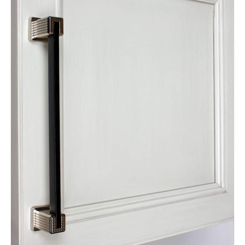 7.56 in. CC Modern Flat Embossed Matte Black Cabinet Pulls (5-Pack)