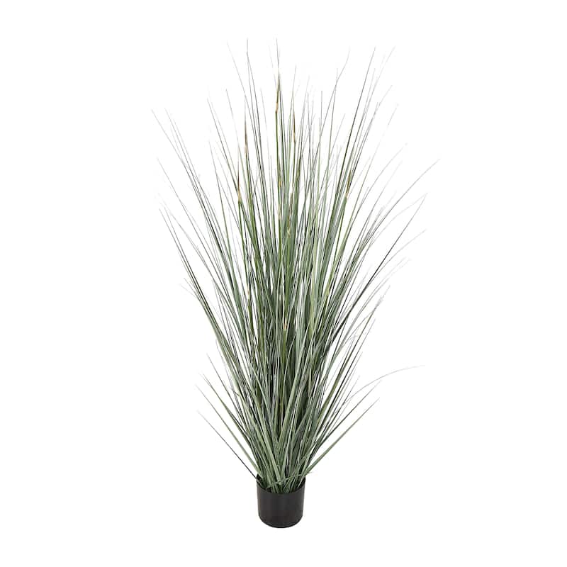 Faux Foliage Onion Grass Tall Artificial Plant with Black Plastic Pot - Green - Roche River Decor