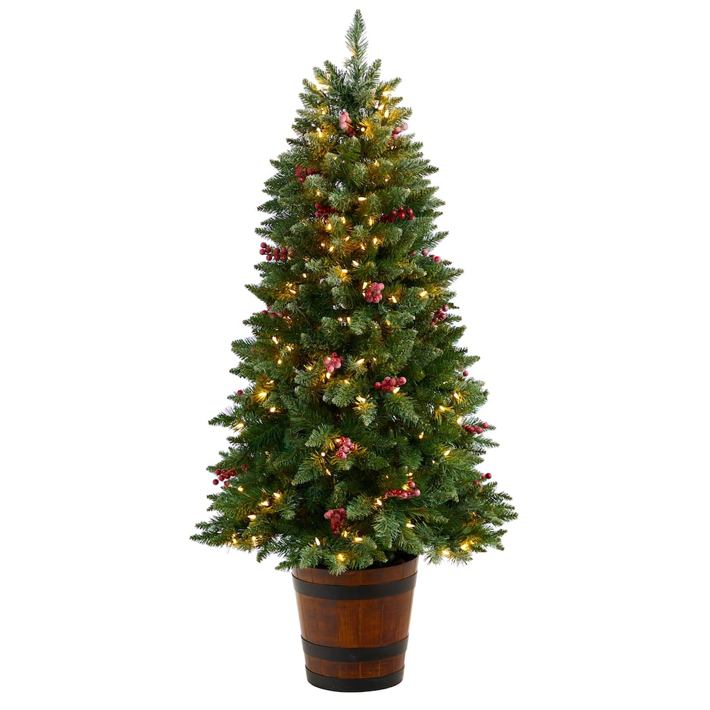 5Ft Pre-Lit Christmas Tree Southwestern Aspen Design, Holiday Decor, Festive Lights, Bendable Branches - Green - 60