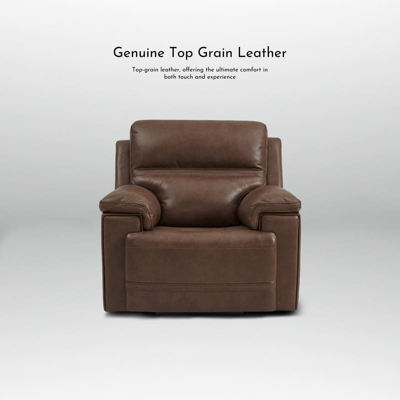 Genuine Leather Power Recliner with Zero Gravity Dual Power Adjustable Headrest & Footrest USB Type-C Charging Ports.