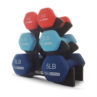 HolaHatha 2, 3, & 5 Lb Neoprene Dumbbell Free Hand Weight Set w/ Rack,  Red/Blue - 20 LB, Set of 6 with Stand - On Sale - Bed Bath & Beyond -  36483536