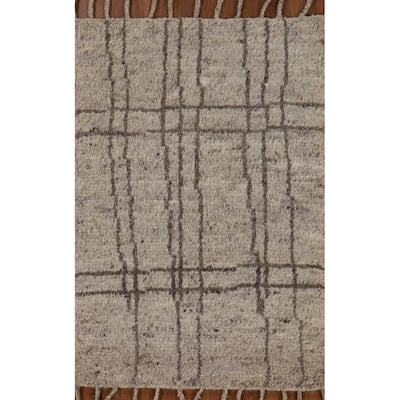 Abstract Moroccan Oriental Rug Hand-Knotted Wool Carpet - 2'0"x 3'0"