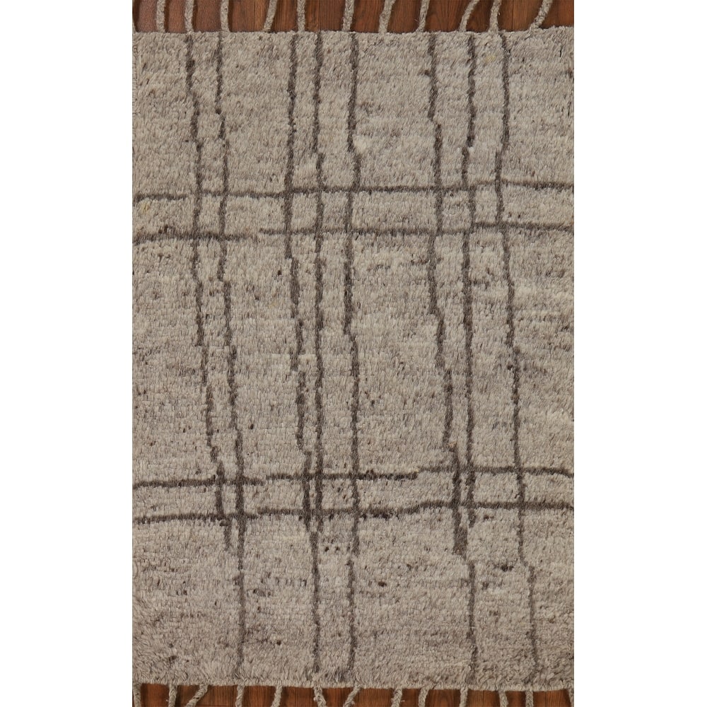 Abstract Moroccan Oriental Rug Hand-Knotted Wool Carpet - 2'0"x 3'0"