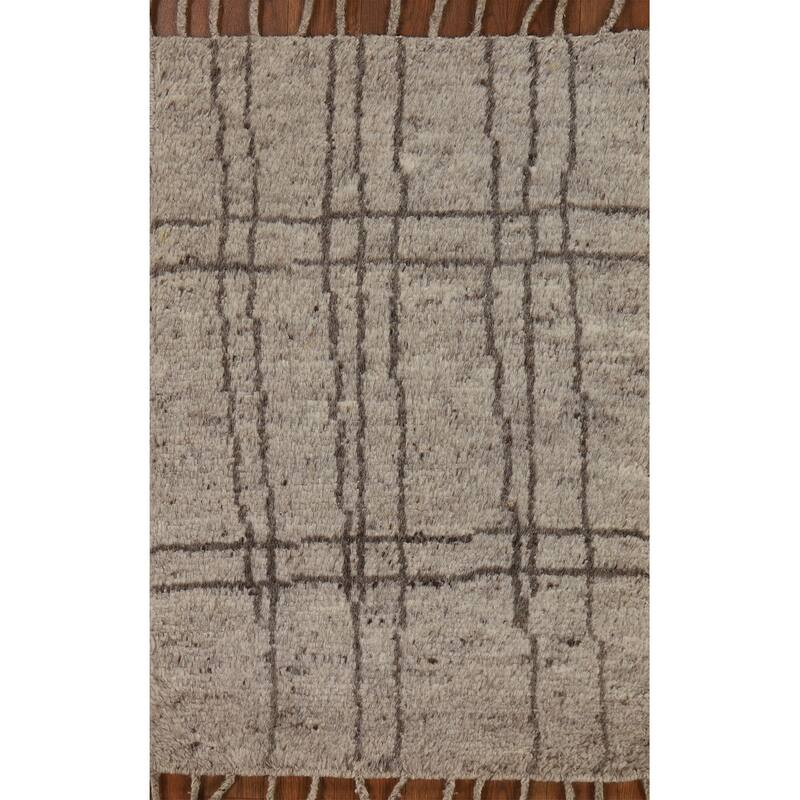 Abstract Moroccan Oriental Rug Hand-Knotted Wool Carpet - 2'0"x 3'0"