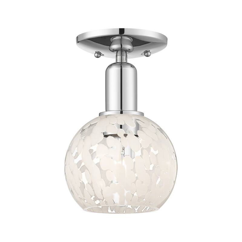 Innovations Lighting 716-1C-10-6 White Mouchette Semi-Flush White - Polished Chrome / White Mouchette