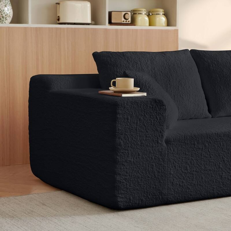 103.54" Modular Chenille Cloud Sectional Sofa with Throw Pillows