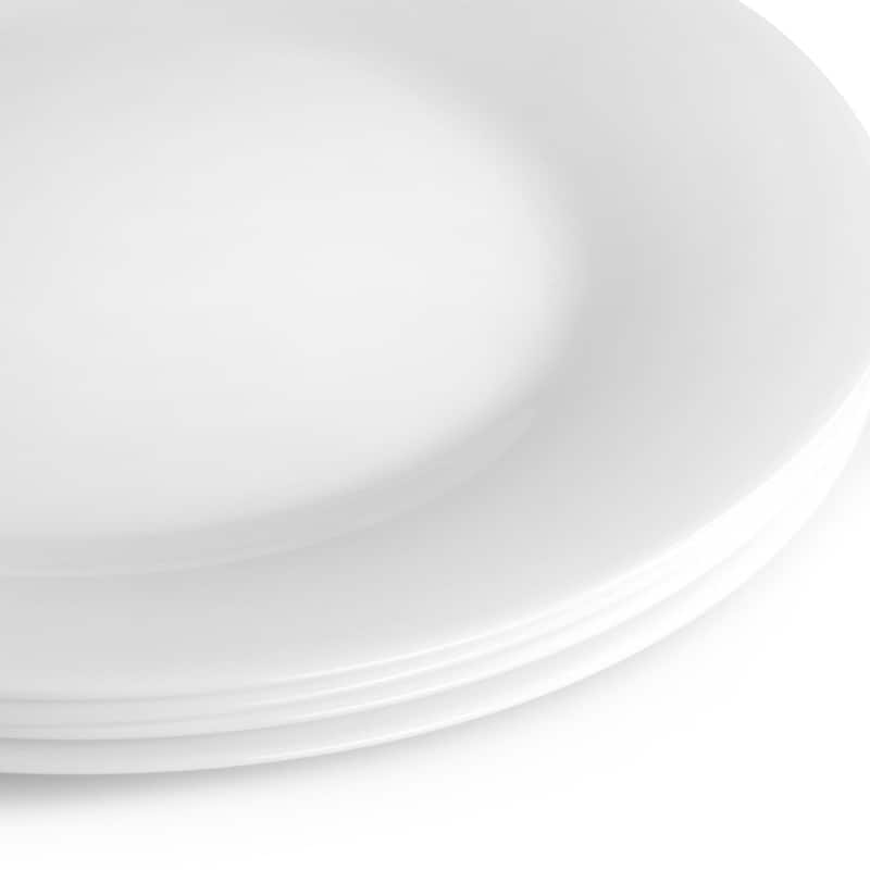 Gibson Ultra Farthington 4 Piece Opal Glass Dinner Plate Set in White ...