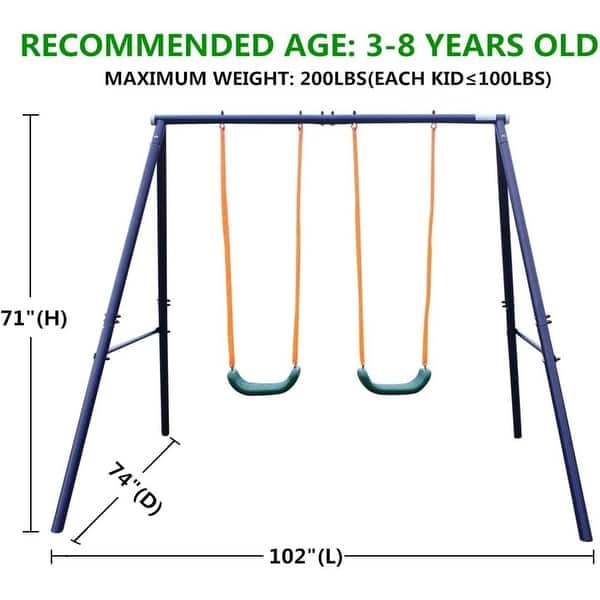 Heavy-Duty A-Frame Metal Swing Set for Kids and Toddlers - Sturdy