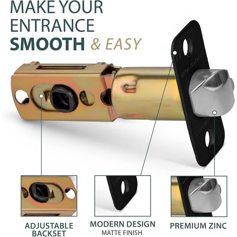 Mega Handles 2-Way Adjustable Door Latch | Universal Half Moon Spindles | For Hidden & Interior Door Lock Systems