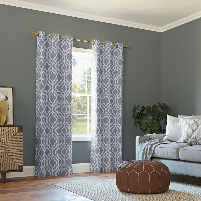 Sun Zero Eldon Trellis Print Blackout Grommet 1-Piece Curtain Panel, Single Panel
