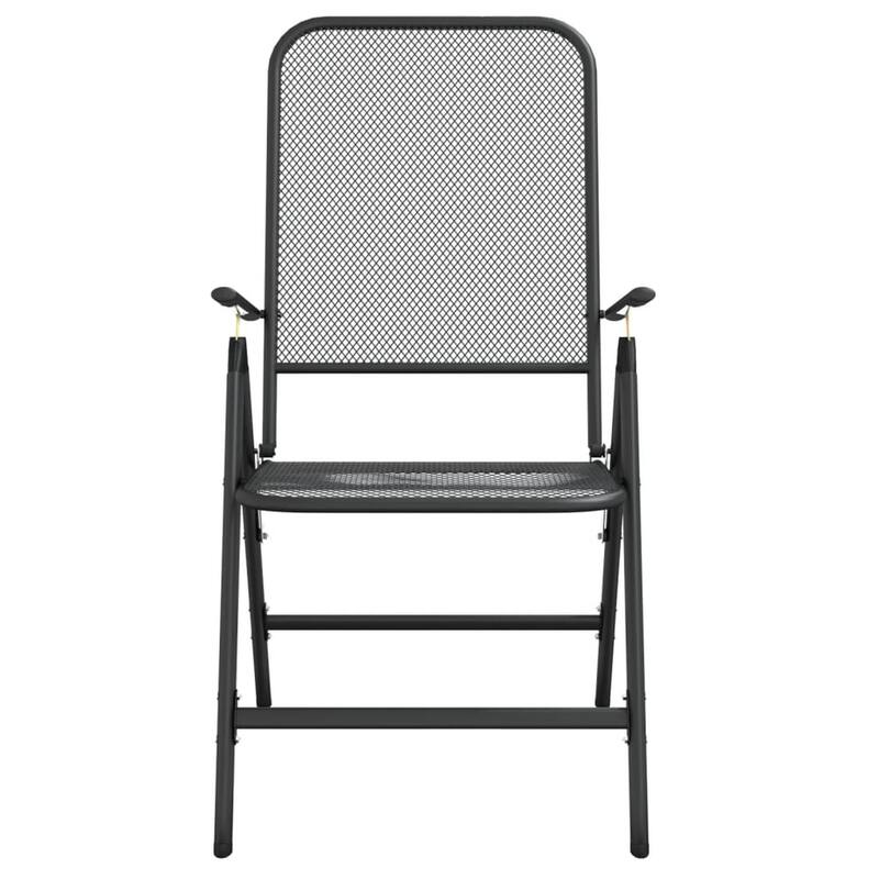 Zofi Folding Outdoor Dining Set of 4, Dark Gray Iron Mesh Frame