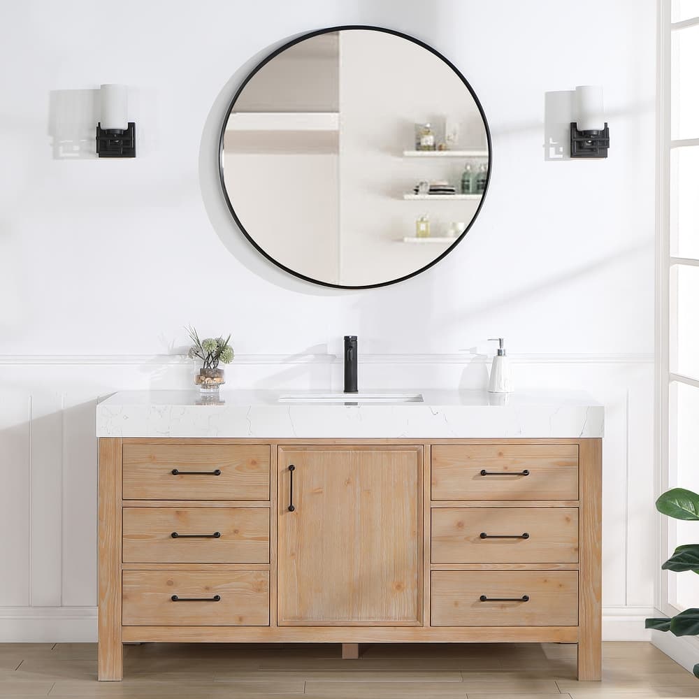 Leon 60 in. Single Bathroom Vanity with Composite Stone Top