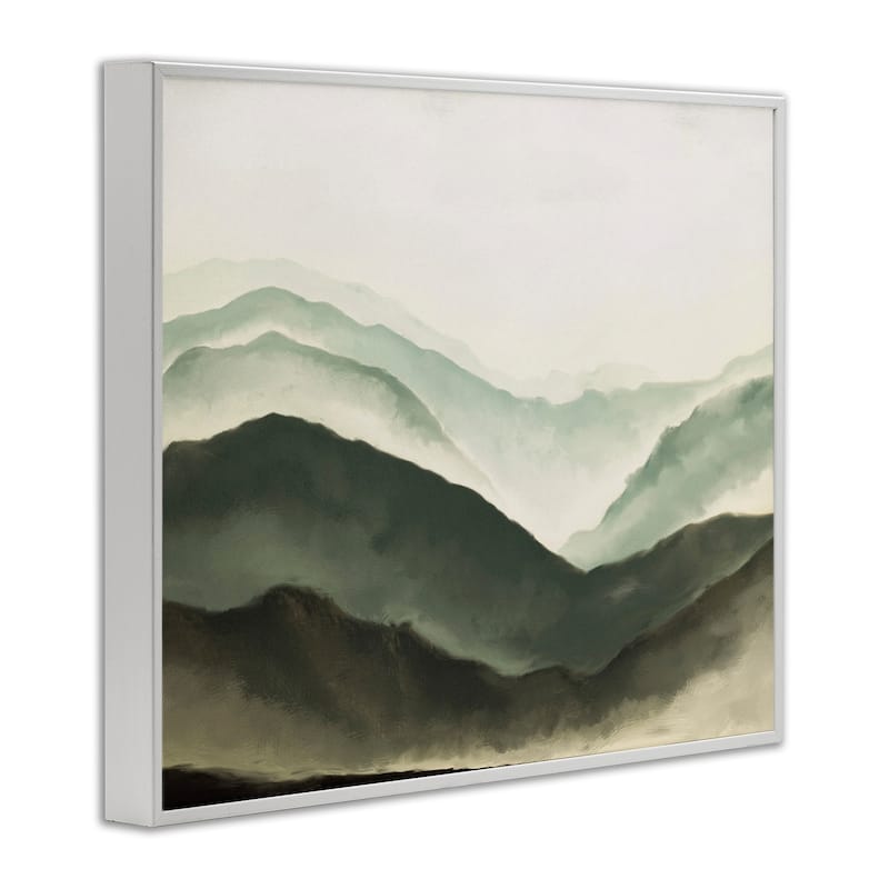 Stupell Misty Mountain Range Atmospheric Landscape Watercolor Painting Framed Wall Art, Design by JJ Design House LLC - Green