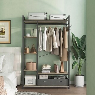 Organized Garment Rack with Storage - Free-Standing Closet System with ...