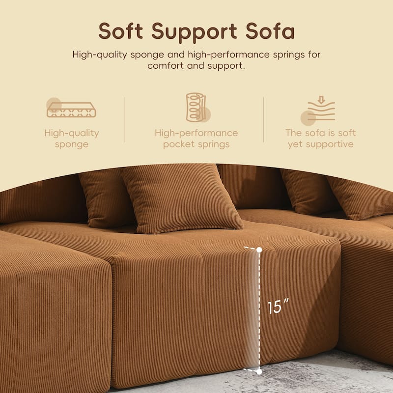 3PC Modular Sectional Sofa Couch,Free Combination,No Assembly Required