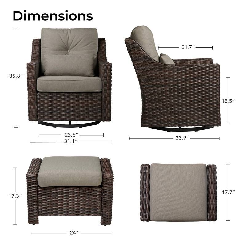 Murphy Outdoor Wicker Patio Outdoor Sofa Swivel Chair Coffee Table