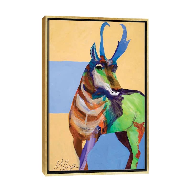 iCanvas "Lone Pronghorn" by Tracy Miller Framed - Gold - 26x18