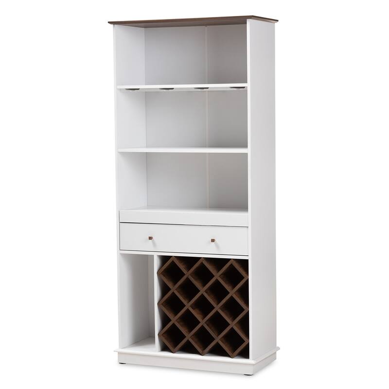 Mid Century Modern Wine Cabinet with Glass Holder and Storage Shelves - 70.28" High x 31.5" Wide x 14.96" Deep