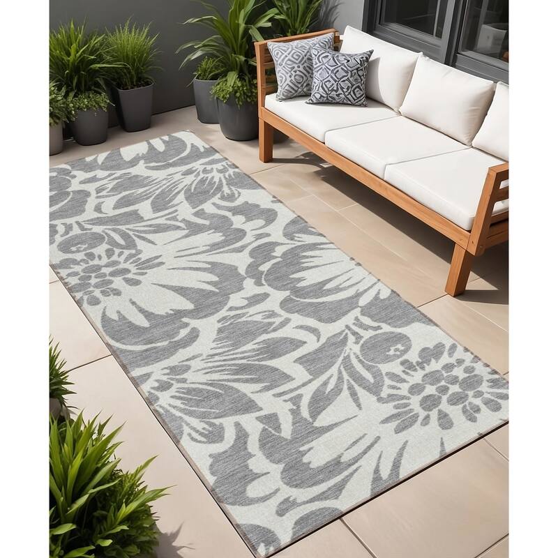 Cari Botanic Elegance Weather Resistant Timeless Fusion Outdoor Rug - 8' Runner - Multi