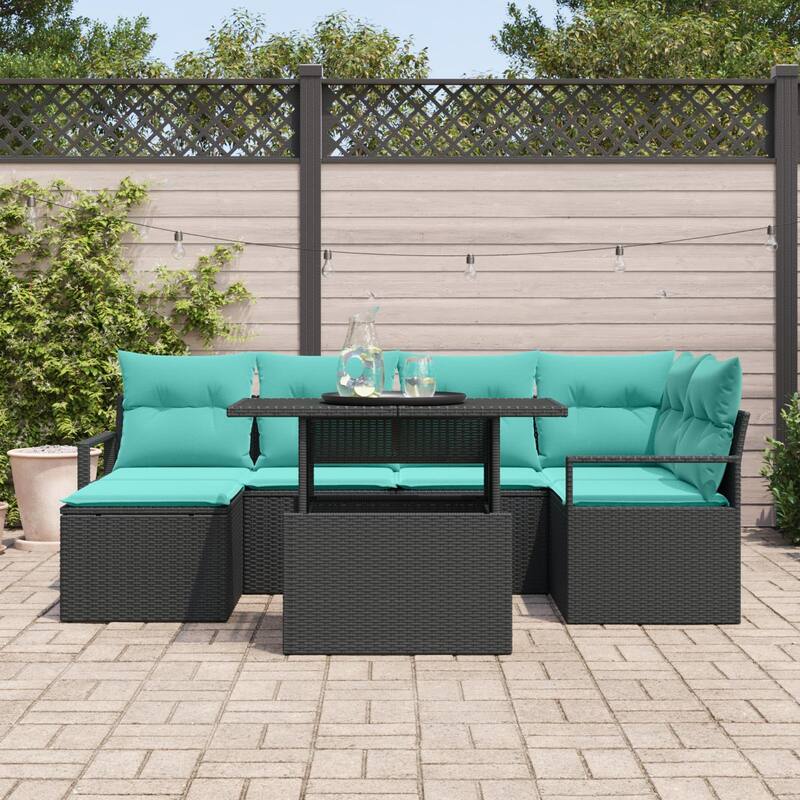 vidaXL 7 Piece Garden Sofa Set with Cushions - 91.3×48×27.2