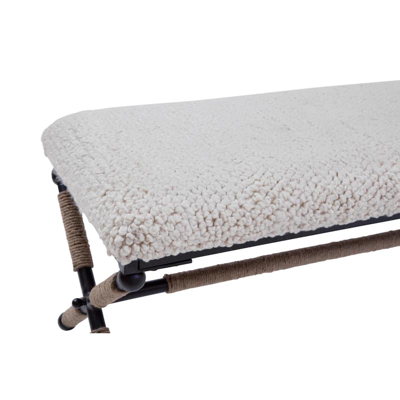 Martingale Ivory Upholstered Bouclé Double Bench
