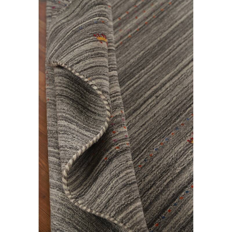 Hand Knotted Oriental 100% Wool Carpet Tribal Tribal Greys & Charcoal Gabbeh Area Rug - 7' 8'' X 5' 0''