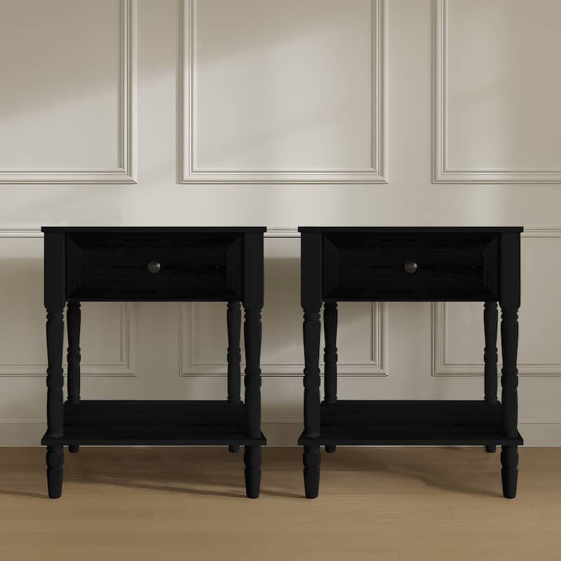 Clayfell Ruston 1 Drawer Nightstand (Set of 2) - Black