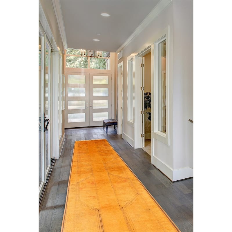 ECARPETGALLERY Hand-knotted Color Transition Gold Wool Rug - 2'5 x 9'7