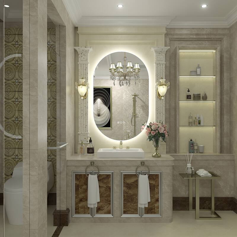 UL Certified Oval LED Lighted Anti-fog Wall Bathroom Vanity Mirror