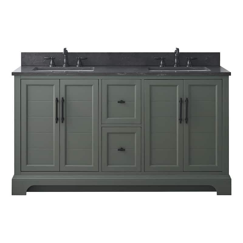 Vanity Art 60" Double Sink Bathroom Vanity with Top & Backsplash