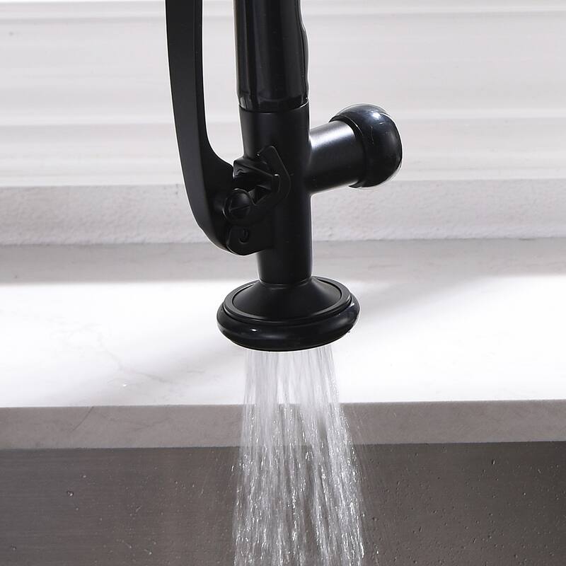 Commercial Kitchen Faucet Pull Down Sprayer Black and Nickel,Single Handle Kitchen Sink Faucet