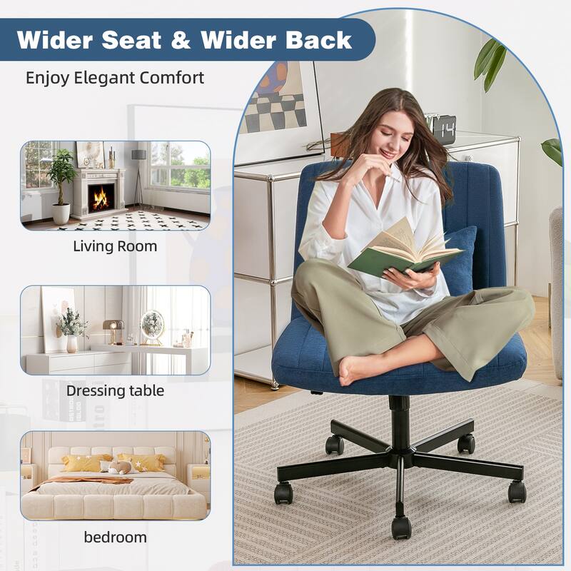 Modern Criss Cross Adjustable Armless Office Chair - Ideal for Home Office, Meditation & Makeup