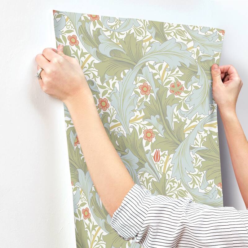 A-Street Prints Cray Sea Green Floral Trail Wallpaper