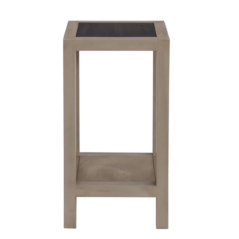 Square Accent End Table with Lower Shelf, Sahara Morning with Gunmetal Top