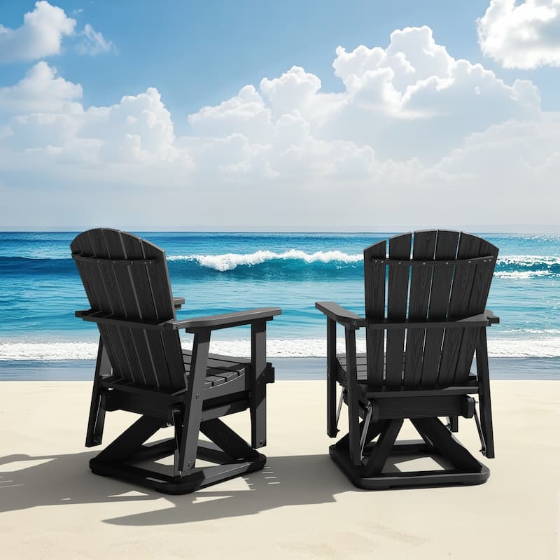 Set of 2 HDPE Adirondack Swivel Gliders, Outdoor Patio Chair Set