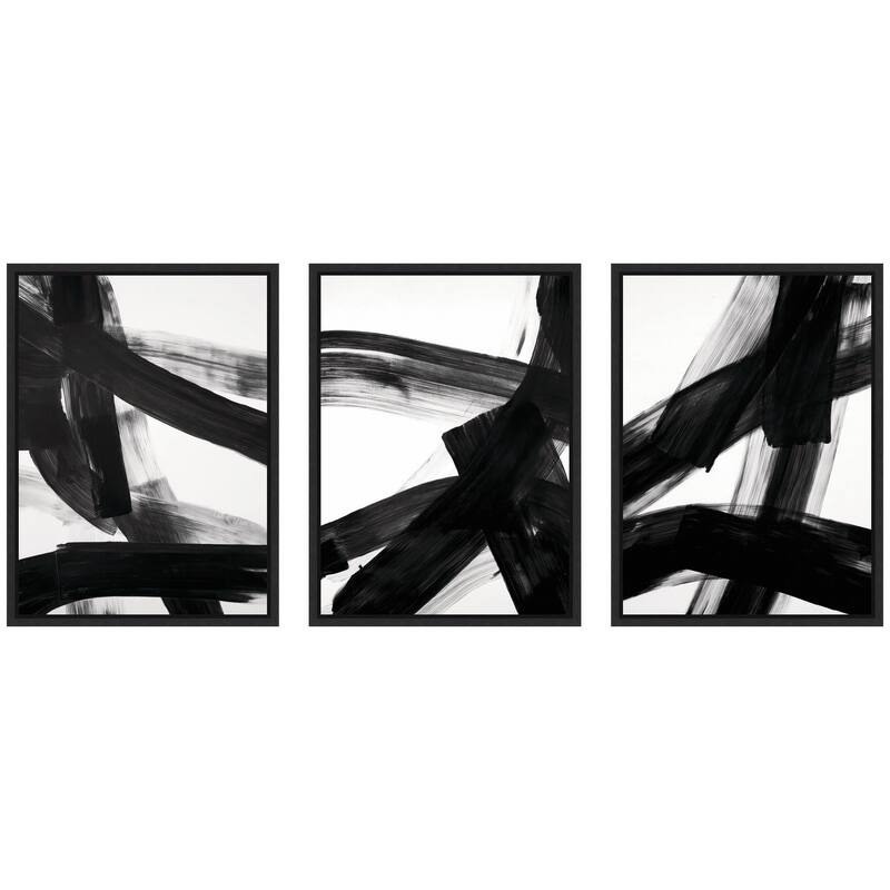 Kate and Laurel Black Mark No. 1, No. 2, & No. 3 3 Piece Framed Canvas Wall Art Set by Amy Lighthall - 3 Piece Set 18x24 - Black