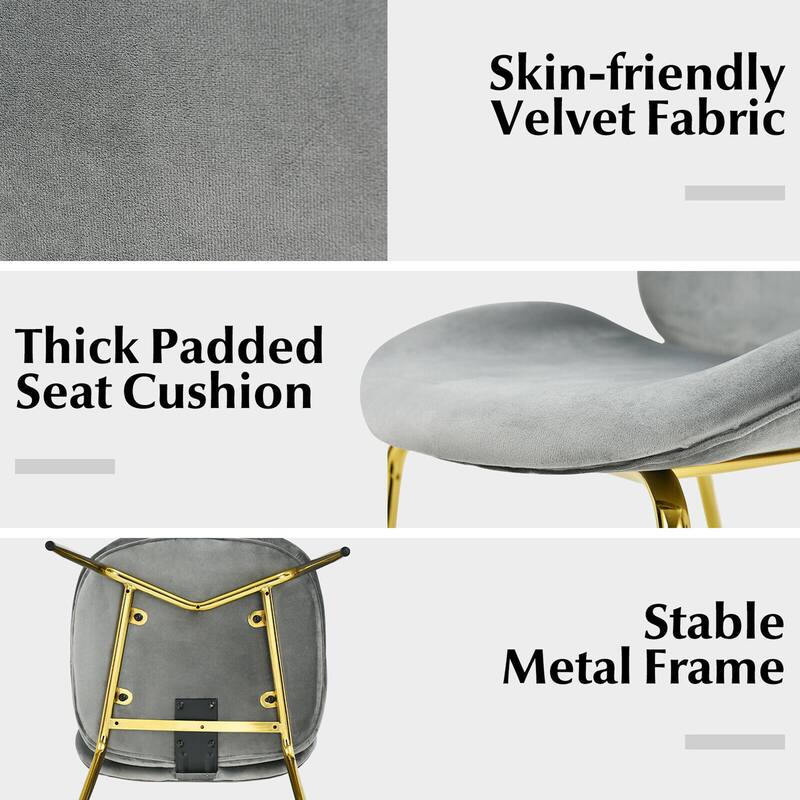 Gymax 4PCS Velvet Dining Chair Accent Leisure Chair Armless Side Chair - See Details
