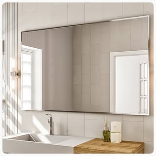 Eviva Sax 42" x 30" Rectangular Chrome Metal Framed Mirror