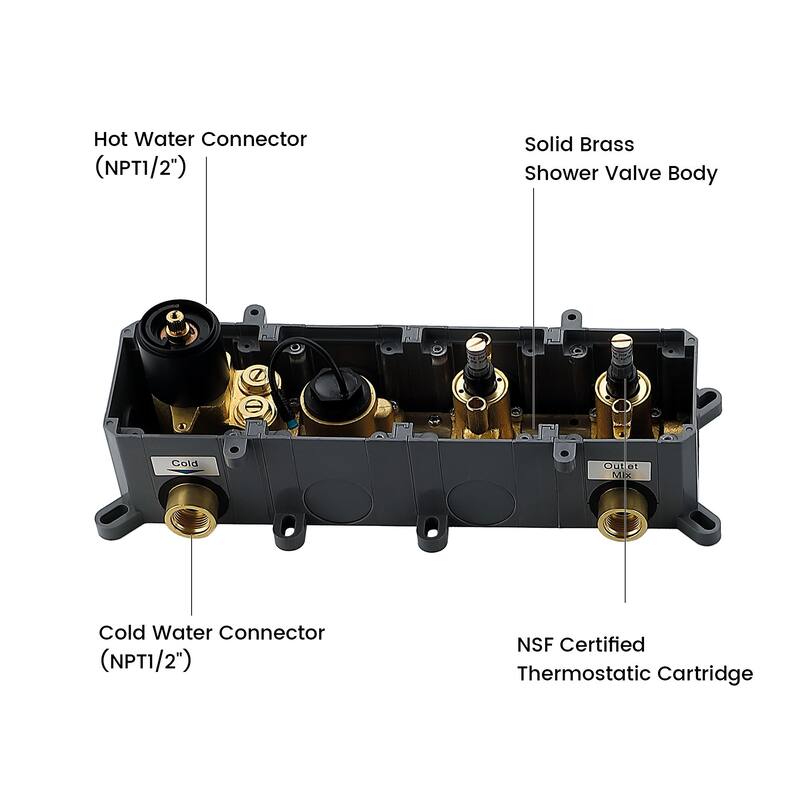 Digital Display Thermostatic Shower Faucet with Hand Shower Brass Rain 12 Inch Wall Mount Shower System with Valve