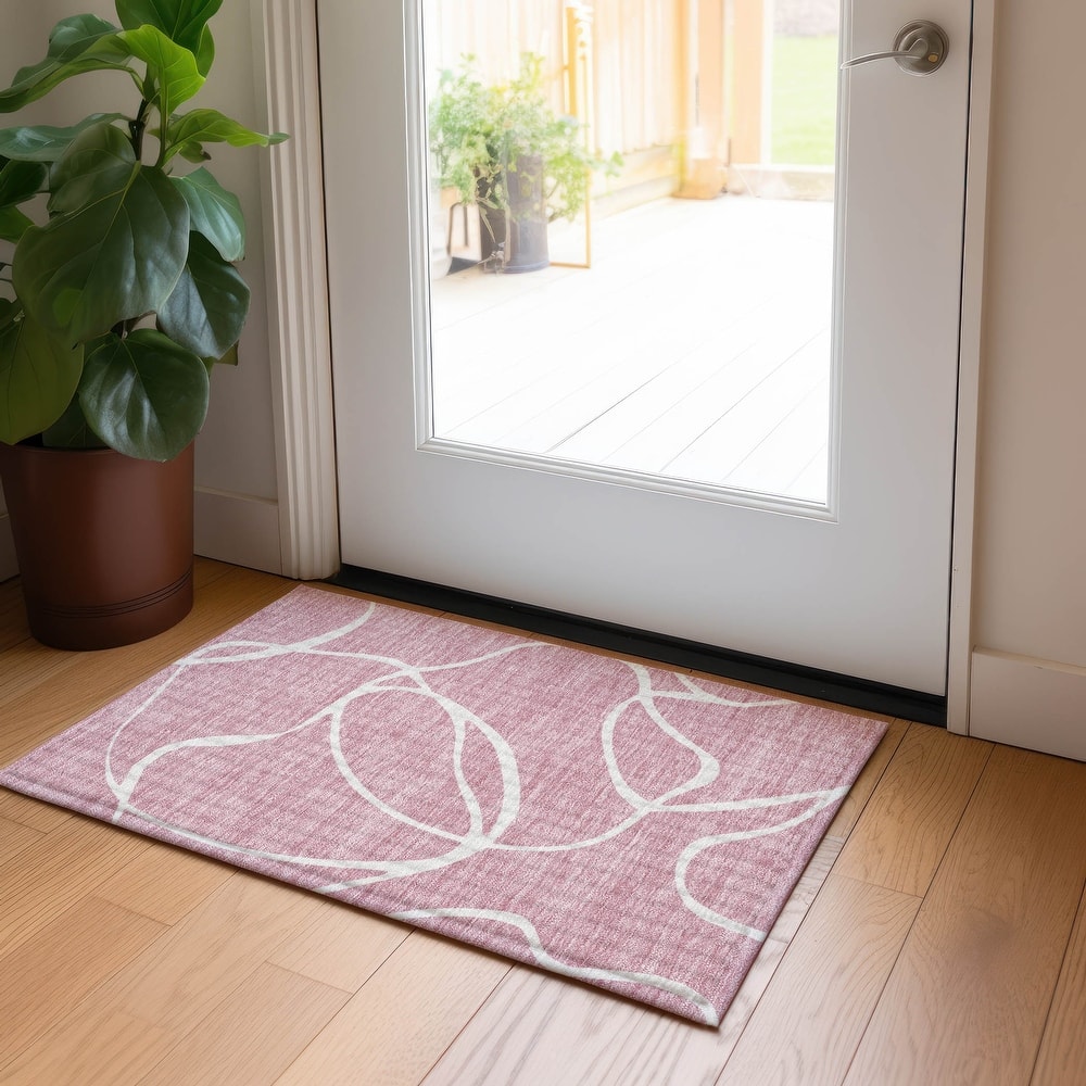 Machine Washable Indoor/ Outdoor Abstract Modern Chantille Rug