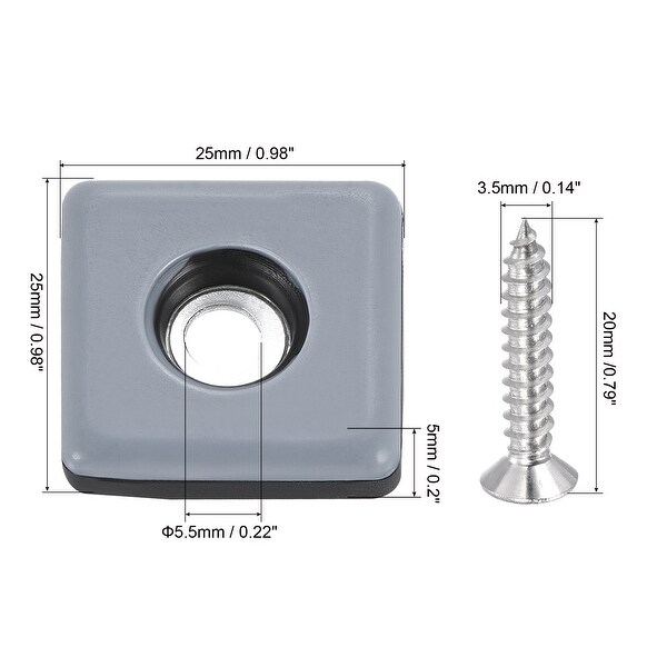25x25x5mm Furniture Feet Slider Glides Screw in Chair Leg