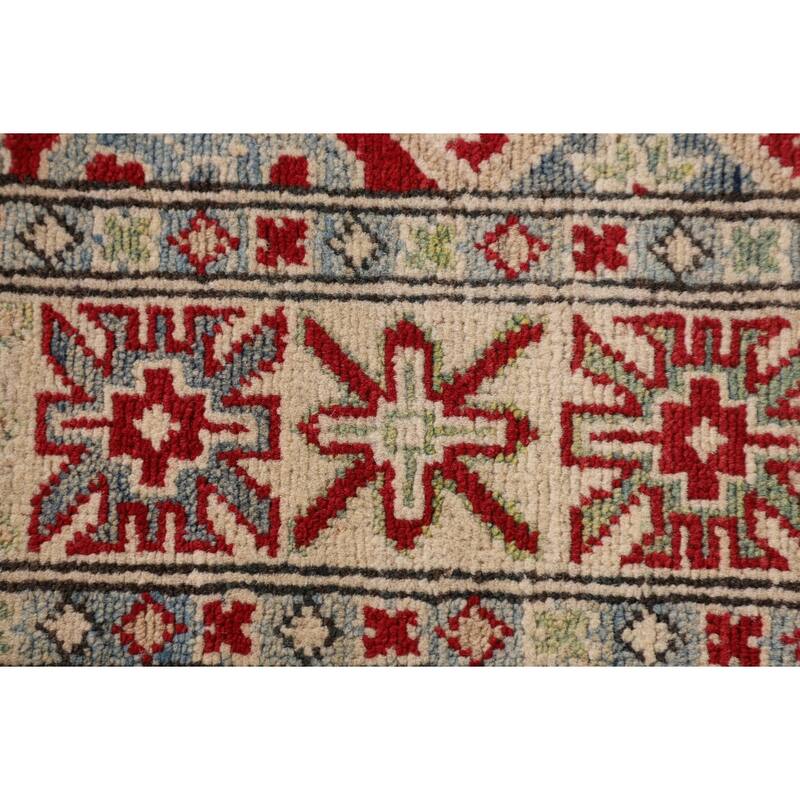 Kazak Accent Rug Hand-Knotted Traditional Oriental Wool Carpet - 3'6"x 4'11"