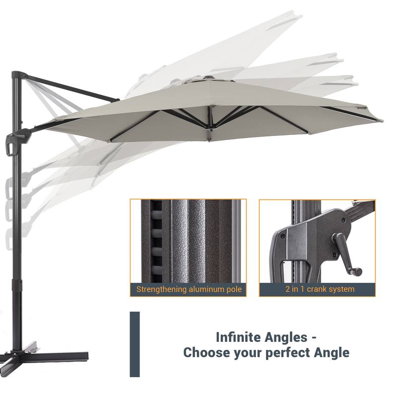 LIVOOSUN 11Ft Cantilever Patio Umbrella,Offset Hanging Umbrella