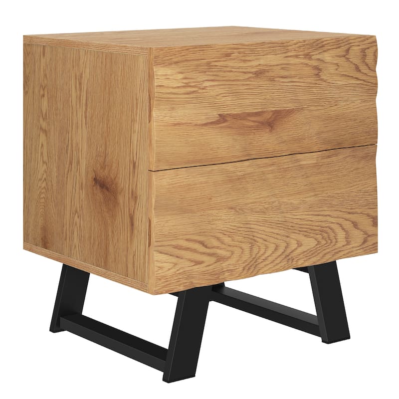 Moasis Water Ripple Nightstand - Wood - 2-drawer