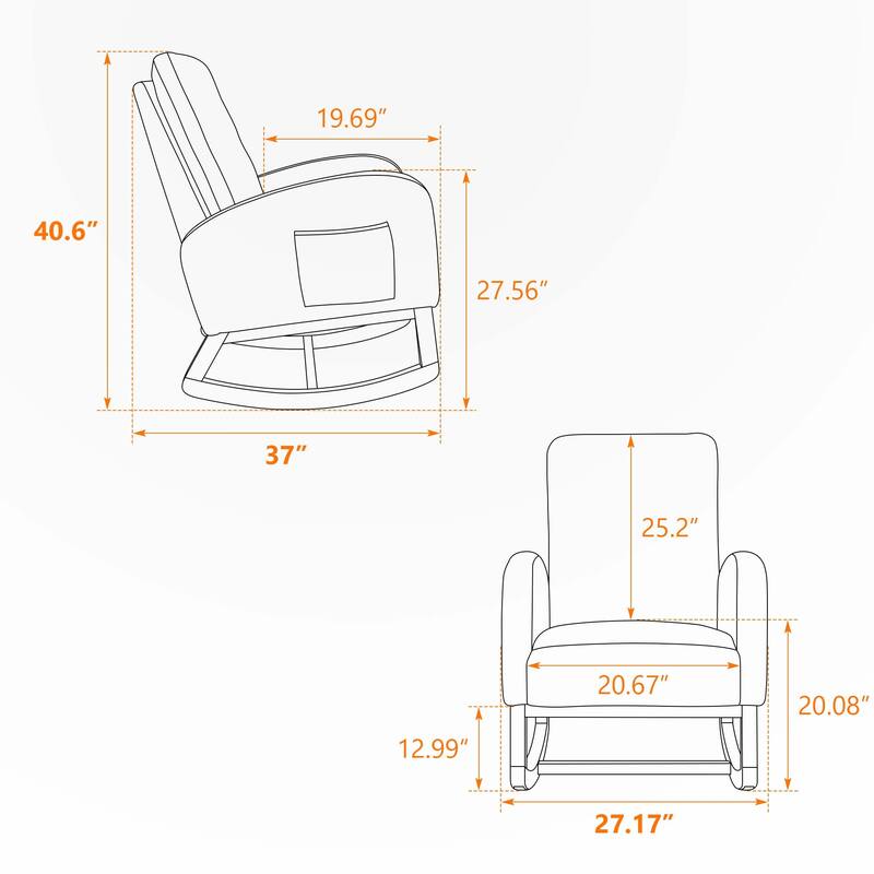 27.2"W Rocking Chair with High Back and Side Pocket