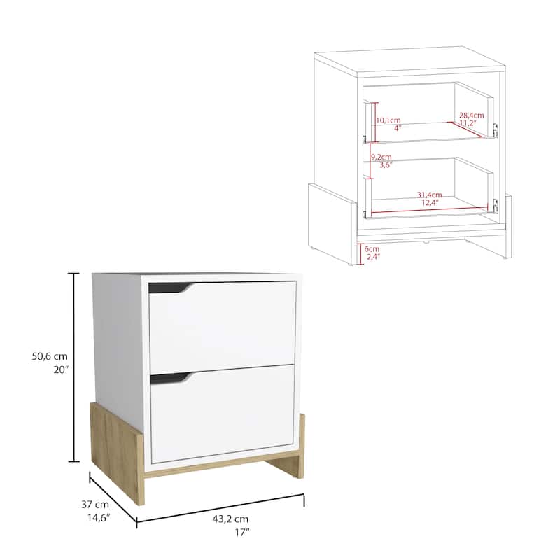 Nightstand for Bedroom, Bedside Table with 2-Drawers