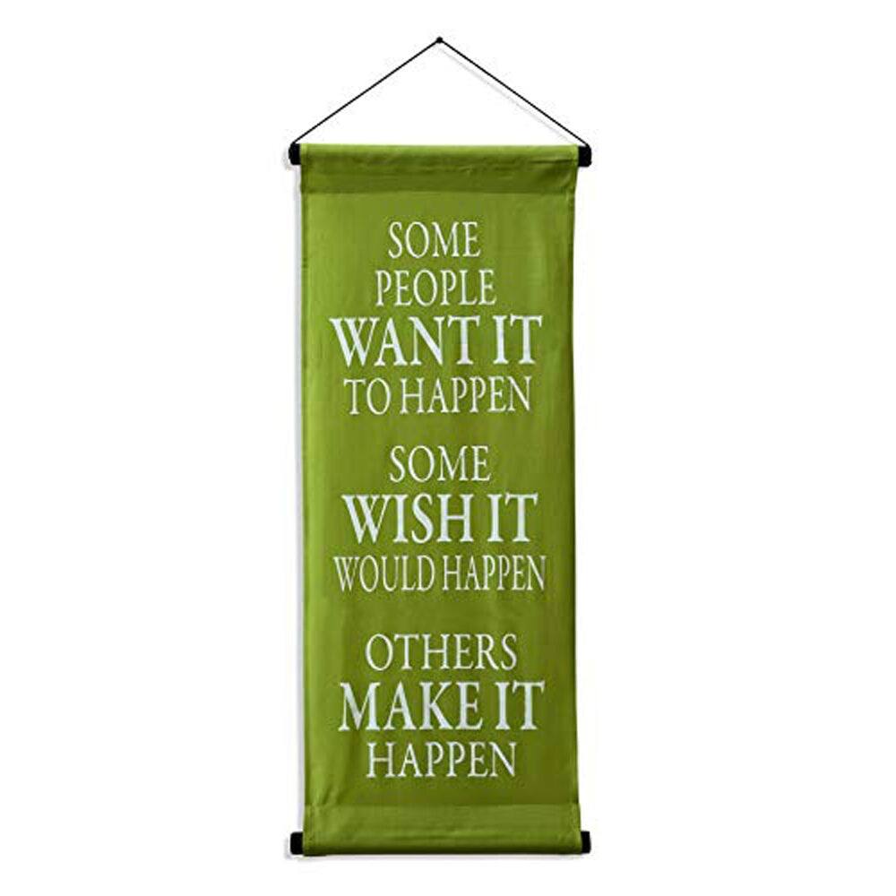 Inspirational Wall Decor Banner, Inspiring Quote Scroll, Motivational Message, Thought Saying Tapestry Want It, Wish It, Make It