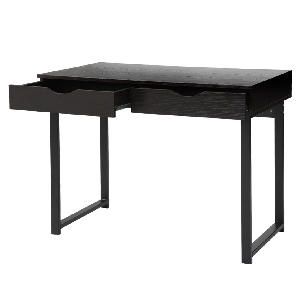 LANGRIA Modern Black Computer Desk Writing Desk with Drawers