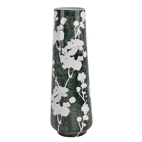 Ceramic 19" Floral Vase, Green,White