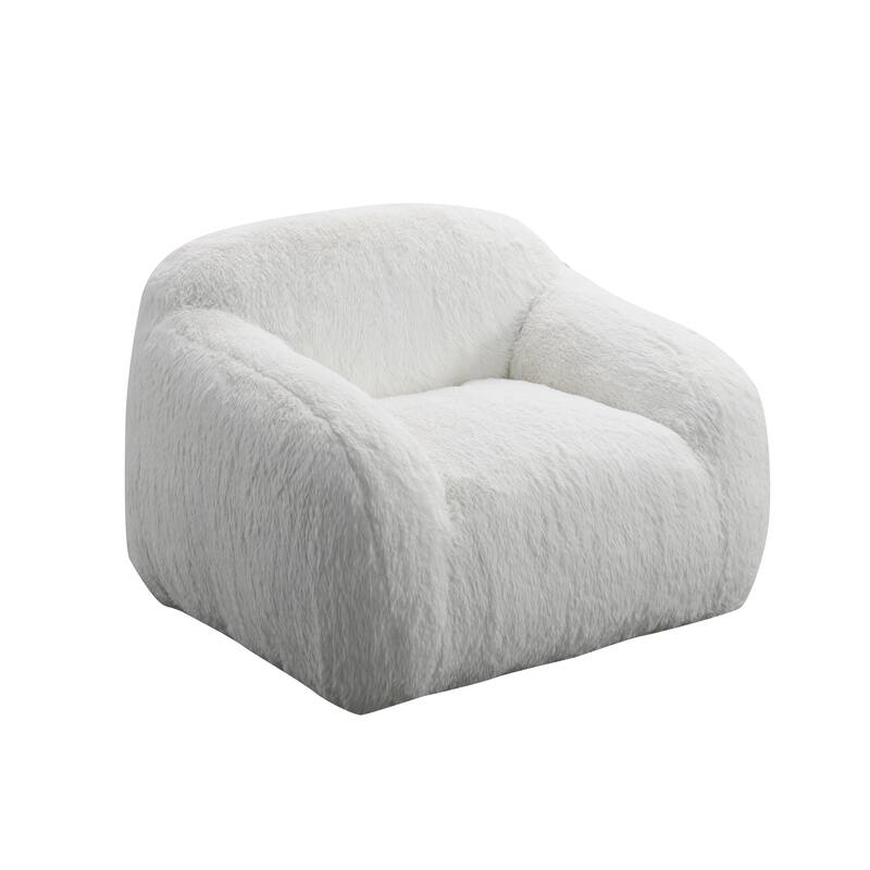 Roundhill Furniture Adell Polar Bear Faux Fur Swivel Cuddle Chair